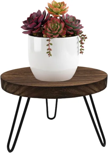 Soporte para plantas de madera para interiores y exteriores, soportes para macetas de madera de 10'' que se ajustan a macetas de 5-12 pulgadas,