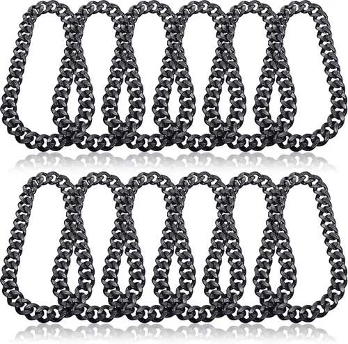 Jexine 12 cadenas de rapero para disfraz, collar falso de hip hop a granel para hombres y mujeres, joyería de los años 80 y 90, estilo punk de