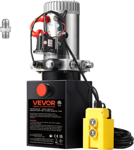 VEVOR Bomba hidráulica, unidad de potencia hidráulica de 4 cuartos, bomba de remolque de descarga de acción única, tasa de flujo de 0.91 GPM,