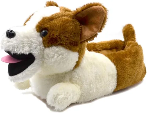 Miniatura 11 de Millffy Pantuflas clásicas de conejo para adultos, pantuflas de felpa de tamaño infantil, pantuflas de animales de pastor perro corgi disfraz calzado