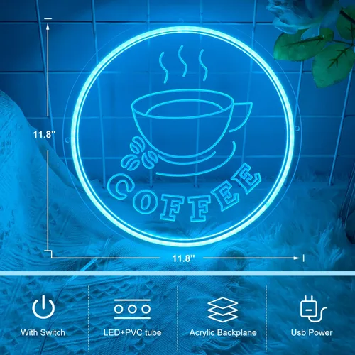 Miniatura 4 de Letrero de neón LED de café Letrero de barra de café con atenuación Letrero de café para restaurante, cafetería, bar de cerveza, tienda