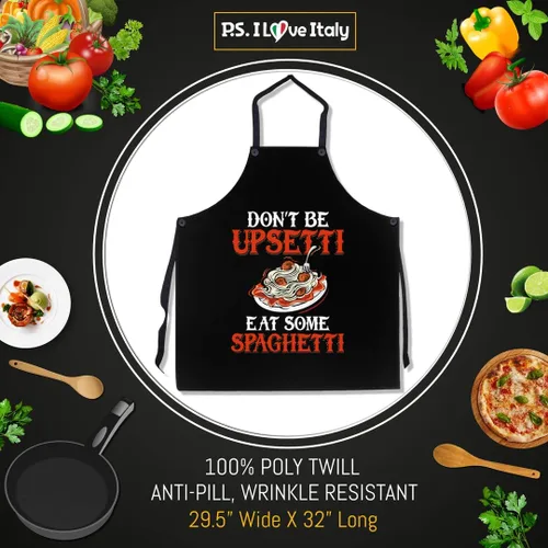 Miniatura 2 de P.S. I Love Italy Delantal Eat Some Spaghetti – Delantal italiano con peto fresco y lindo para hombres y mujeres