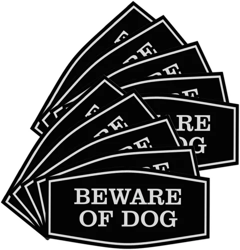 Miniatura 32 de All Quality Fancy Beware of Dog Letrero Material duradero Señales de seguridad para el hogar Fácil de instalar (negro/oro), mediano, 1 paquete