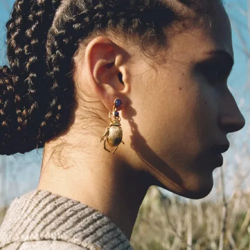 Miniatura 2 de Pendientes de escarabajo para mujer, bonitos aretes de escarabajo para niñas, aretes colgantes de escarabajo hipoalergénicos, aretes de mariquita