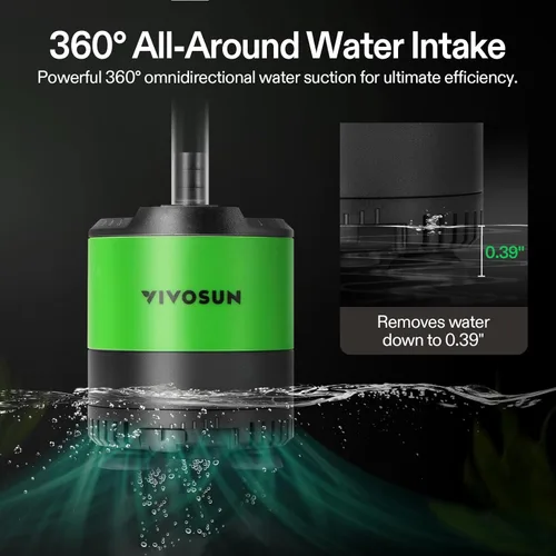 Miniatura 2 de VIVOSUN Bomba de agua sumergible de 210 GPH de 10 W, con flujo de agua ajustable, tubo de 4.9 pies, eje de cerámica adicional y adaptadores