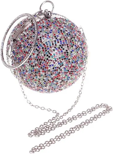 Miniatura 4 de Bolso de mano con forma de bola, bolso de fiesta, bolso de noche con mango de anillo de diamantes