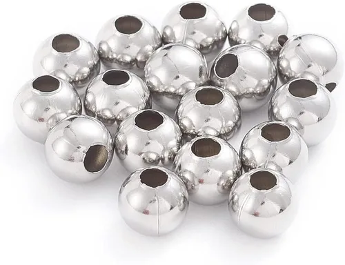 Miniatura 12 de Beadthoven - 500 cuentas redondas de acero inoxidable de 0.079 pulgadas (0.079 in), cuentas de metal redondas lisas doradas, espaciadores, bolas