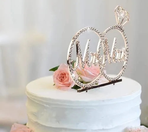 Miniatura 6 de Mr & Mrs - Decoración de pastel de compromiso de boda con diamantes de imitación para boda, compromiso, despedida de soltera, decoración de pastel