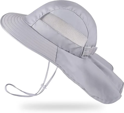 Miniatura 59 de Sombrero de sol para niños, protección UV, unicornio, verano, playa, jugar con ala ancha, solapa para el cuello para niñas y niños