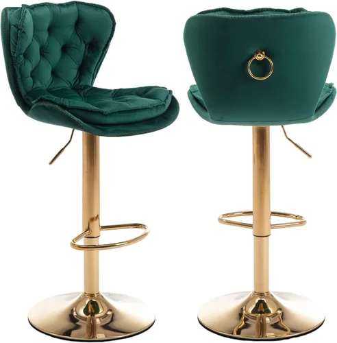 Miniatura 11 de Taburete de bar moderno giratorio de altura de pub, silla de comedor alta con asiento de terciopelo, respaldo, taburete hidráulico sin brazos, Negro