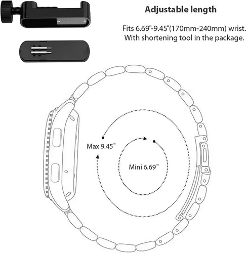 Miniatura 4 de Compatible con correas de reloj inteligente LIGE K57, correas de repuesto de metal de acero inoxidable Lamshaw compatibles con relojes inteligentes