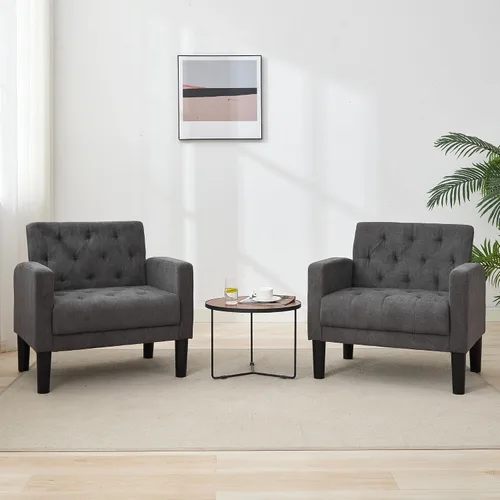 Miniatura 9 de TYBOATLE Sillones de tela de mediados de siglo para sala de estar, cómodo y moderno sillón tapizado para dormitorio, oficina, silla de lectura