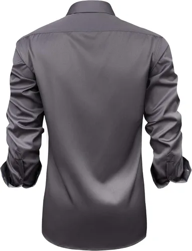 Miniatura 4 de J.VER Camisa de vestir de manga larga para hombre, estilo informal, elástica, sin arrugas, ajuste regular, abotonada