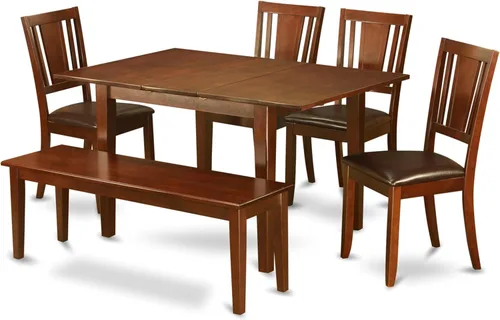 Miniatura 7 de East West Furniture PSDU5-MAH-LC - Juego de comedor de 5 piezas que incluye una mesa de comedor rectangular con hoja de mariposa y 4 sillas