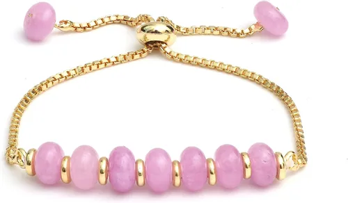 Miniatura 17 de Gempires - Pulsera de cuentas redondas naturales, chapada en oro amarillo de 14 quilates, joyería hecha a mano, pulseras ajustables para mujer