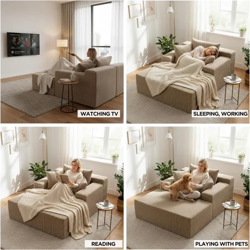 Miniatura 6 de Sytopia - Silla reposera con reposabrazos, sofá cama extragrande con 3 almohadas, cómodo sofá sin huesos, silla de lectura para dormir para sala