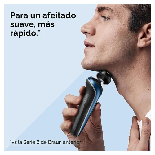 Miniatura 2 de Braun Maquinilla de afeitar eléctrica para hombre, serie 6 6120s, afeitado en húmedo y seco, modos de afeitado turbo y suave, con recortador