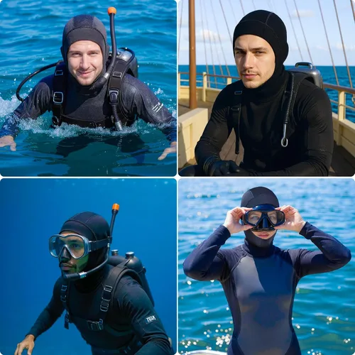 Miniatura 7 de Capucha de Buceo de Neopreno Térmico de 3mm para Hombres y Mujeres, Gorra de Traje de Neopreno para Esnórquel, Kayak, Vela, Surf con Ventilación