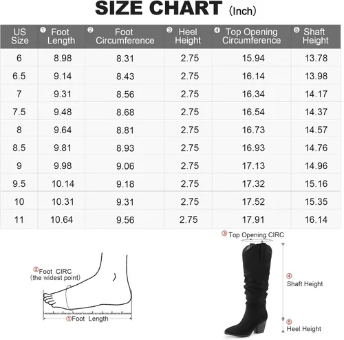 Miniatura 7 de mysoft Botas vaqueras hasta la rodilla para mujer, punta puntiaguda, tacón grueso medio, botas holgadas con cremalleras