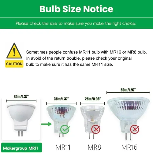 Miniatura 2 de MR11 Gu4.0 Bombilla LED Bi-pin 3W 12VAC/DC Focos LED de bajo voltaje Blanco cálido 2700K-3000K para iluminación de paisaje al aire libre y luces