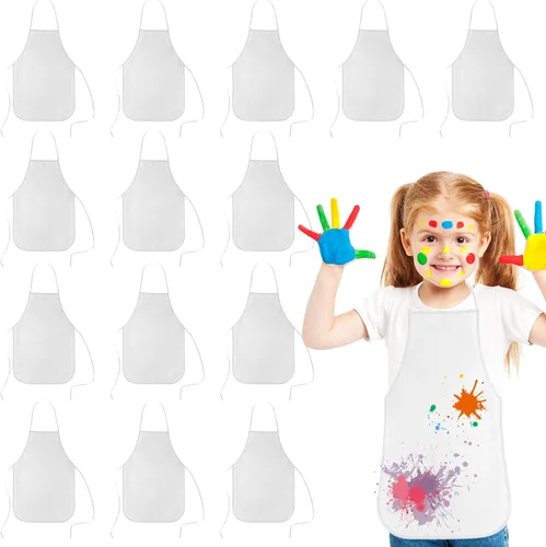 Miniatura 18 de KUUQA 16/24/30/36/40Pcs Delantal para pintar para niños, delantal de pintura para niños, delantal de arte para niños para suministros de pintura