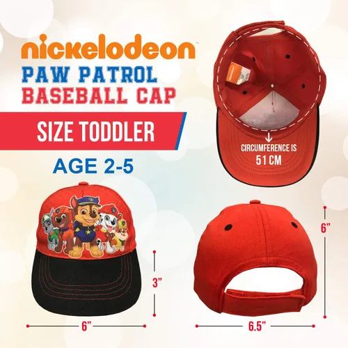 Miniatura 3 de Nickelodeon Paw Patrol - Gorra de béisbol de algodón para niños (2 a 5 años), color rojo y negro