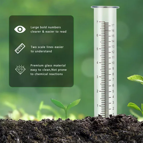 Miniatura 3 de Tubo de Vidrio de Repuesto para Pluviómetro de Capacidad de 7'', 2 Piezas Tubos de Repuesto para Pluviómetro para Jardín Patio Exterior