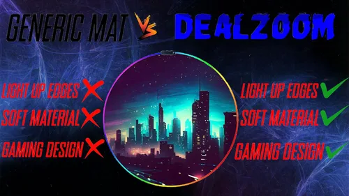 Miniatura 5 de Tapete para silla de juegos, luces LED RGB para juegos (horizonte de 47 pulgadas), cancelación de ruido, tapete antideslizante para suelo de Skyline