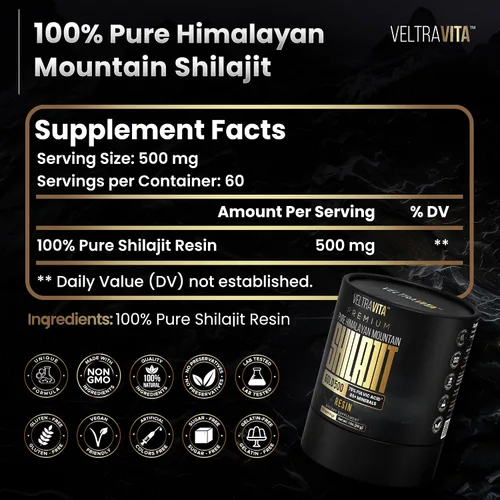Miniatura 8 de Resina Shilajit del Himalaya 100% pura oro 500 orgánico 75% de ácido fúlvico de alta potencia, ácido húmico y más de 85 oligominerales Energía