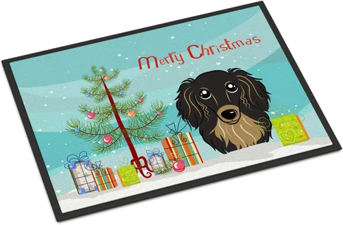 Miniatura 118 de Caroline's Treasures BB1616MAT - Tapete para puerta delantera de árbol de Navidad y sabueso afgano de 18 x 27 pulgadas, para interiores