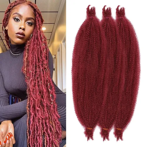 Miniatura 34 de ZRQ Cabello afro trenzado negro elástico para Butterfly Locs de 12 pulgadas, cabello trenzado de ganchillo Marley Twist preseparado, 3 paquetes