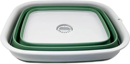 Miniatura 2 de SAMMART Sartén plegable de 15 litros con tapón de drenaje, lavabo de lavado plegable, tina portátil para lavar platos, bandeja de almacenamiento