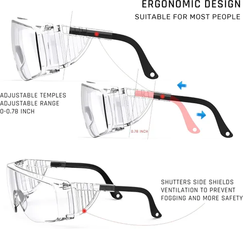 Miniatura 3 de SafeGlory - Gafas de seguridad ajustables antivaho - Transparentes, adecuadas para hombres y mujeres