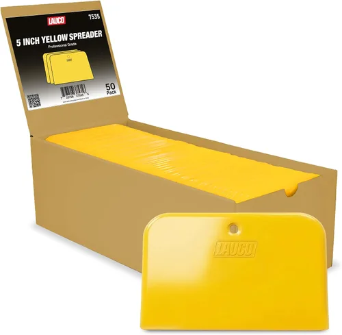 Miniatura 9 de LAUCO Esparcidores de relleno corporal (100 piezas) – Esparcidor de plástico reutilizable amarillo para rellenos automotrices, masillas, esmaltes