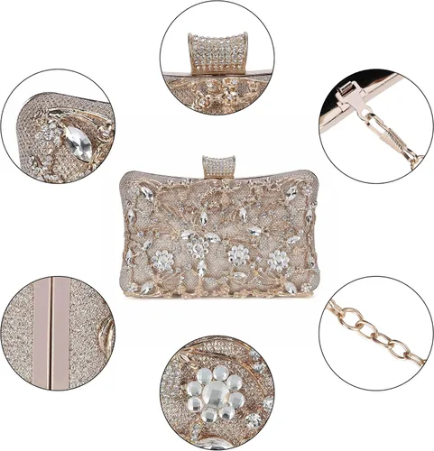 Miniatura 5 de Tanpell Bolso de mano de cristal para mujer bolso de mano de boda con diamantes de imitación para novia graduación cóctel fiesta