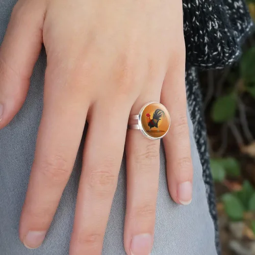 Miniatura 2 de GRAPHICS & MORE Rooster of Awesomeness - Anillo de pollo chapado en plata ajustable, Metal, Plata