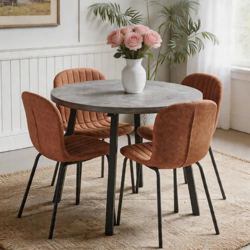 Miniatura 13 de Juego de Mesa de Comedor Redonda de 37 Pulgadas para 4, Moderno Juego de Café de Cocina de Círculo Pequeño para Apartamento, Sala de Estar, Oficina