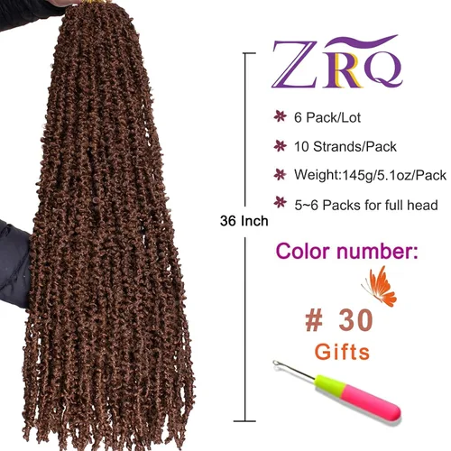 Miniatura 84 de ZRQ Butterfly Locs Cabello de Ganchillo Corto 6 Paquetes Negro Cabello Bob de Ganchillo 8 Pulgadas Locs Sintéticos Desordenados Desgastados Trenzas