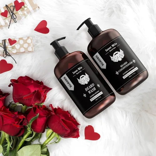 Miniatura 2 de ISNER MILE Set de lavado y acondicionador para barba de 17 onzas, nueva fórmula con biotina, argán y aceites de jojoba, champú suave y fortalecedor