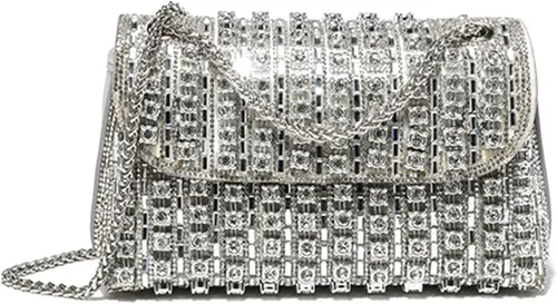 Miniatura 7 de Bolsos de mano con diamantes de imitación para mujer, bolsos de hombro con cadena, bolsas de noche brillantes para cóctel, graduación, fiesta, boda