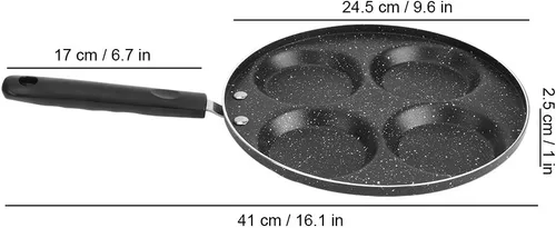 Miniatura 5 de HEEPDD Sartén antiadherente para huevos de 4 tazas, tortilla y panqueques de 9.6 pulgadas para desayuno, hamburguesa, bistec