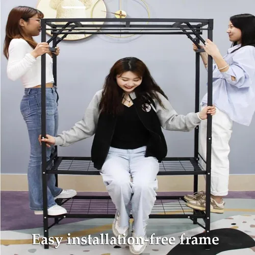 Miniatura 4 de large closets Portable Wardrobe Closet with Thick Cloth Cover Clothes Closet for Bedroom Storage Closet Metal Frame Wardrobe Closet Space-saving