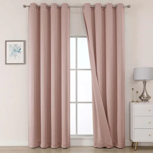 Miniatura 28 de OWENIE Cortinas 100% opacas de 96 pulgadas de largo, 2 paneles para dormitorio, sala de estar, cortinas superiores con aislamiento térmico