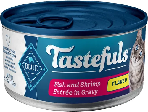 Miniatura 16 de Blue Buffalo Tastefuls - Paquete variado de alimento húmedo natural para gatos, atún, pollo y pescado y camarones en hojuelas en salsa, latas de 5.5