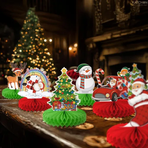 Miniatura 6 de KatchOn Centros de mesa de Navidad para mesas, paquete de 9, decoraciones navideñas para interiores, decoración tradicional de nido de abeja