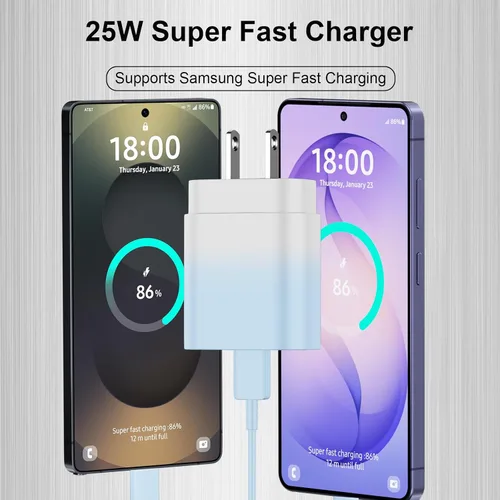 Miniatura 47 de Cargador USB C, carga rápida súper rápida de 25 W tipo C y cable de carga USB C de 6,6 pies para Samsung Galaxy S25/S25 Ultra/S25+/S24/S24