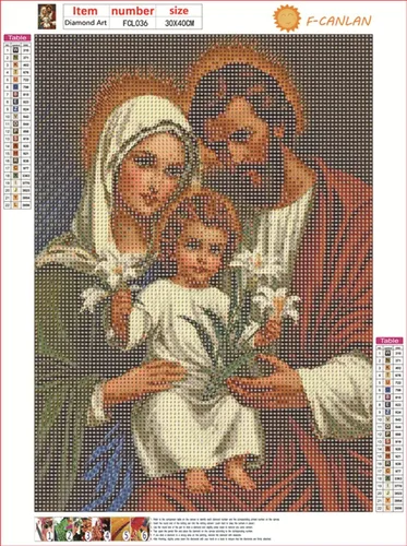 Miniatura 5 de F-CANLAN Kit de pintura de diamante redondo de taladro completo, pintura 5D de bricolaje Virgen María Dios con diamantes, pintura de diamantes