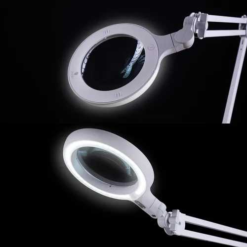 Miniatura 4 de Omega 5 - Lámpara de aumento LED de alta calidad con lentes de vidrio intercambiables, brazo ajustable e interruptor de atenuación