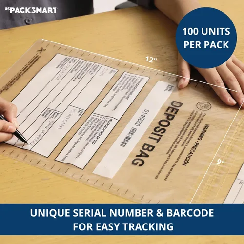 Miniatura 4 de Bolsas de plástico transparente de 9 x 12 pulgadas Depósitos bancarios seguros, manejo de efectivo o transporte seguro de divisas Códigos