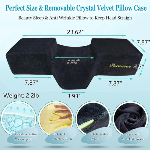 Miniatura 4 de Puransen Almohada de cabeza para amarre, almohada ergonómica de espuma viscoelástica con organizadores laterales, soporte para cuello y espalda